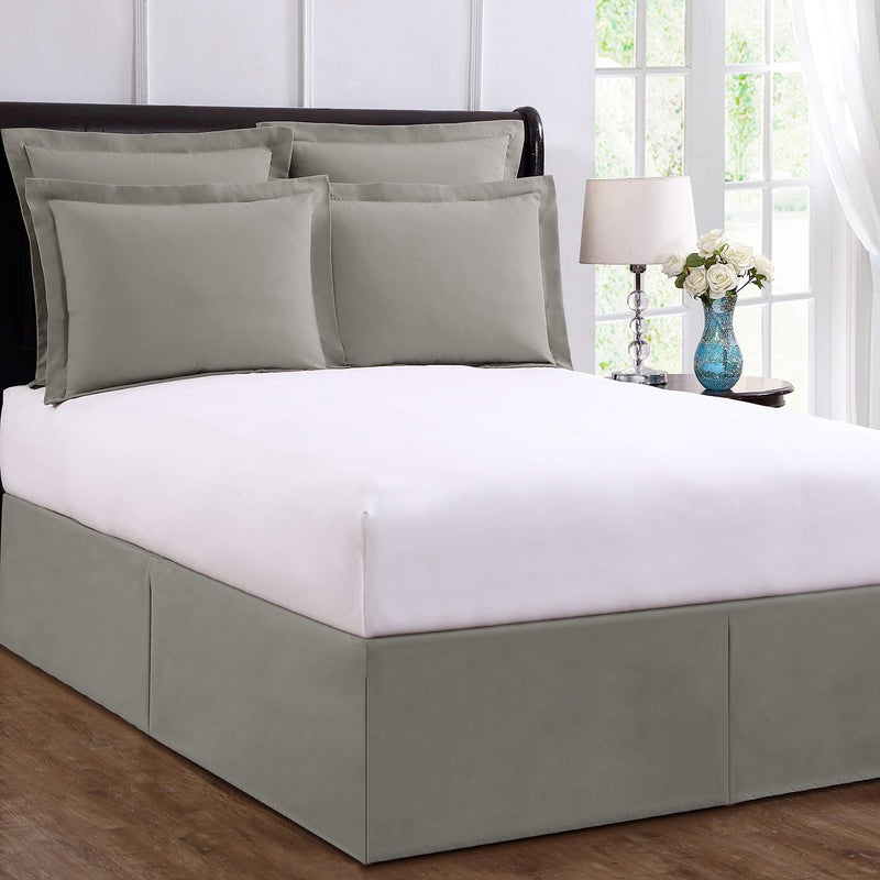 Bed Maker's Bed Makerâ€™s Never Lift Your Mattress Bed Skirt, Designed for Box Spring Beds, Split Corners, 14 Inch Drop Length, King, Silver - Image 1
